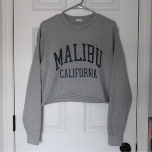 JOHN GALT Malibu California Cropped Heavy Cotton Long Sleeve T-shirt